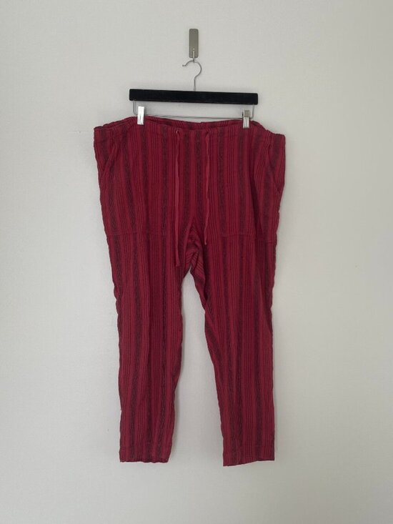 Sundance Pants - Sundance Shobu Red Stripe Cotton Gauze Pull On Pants Size Large